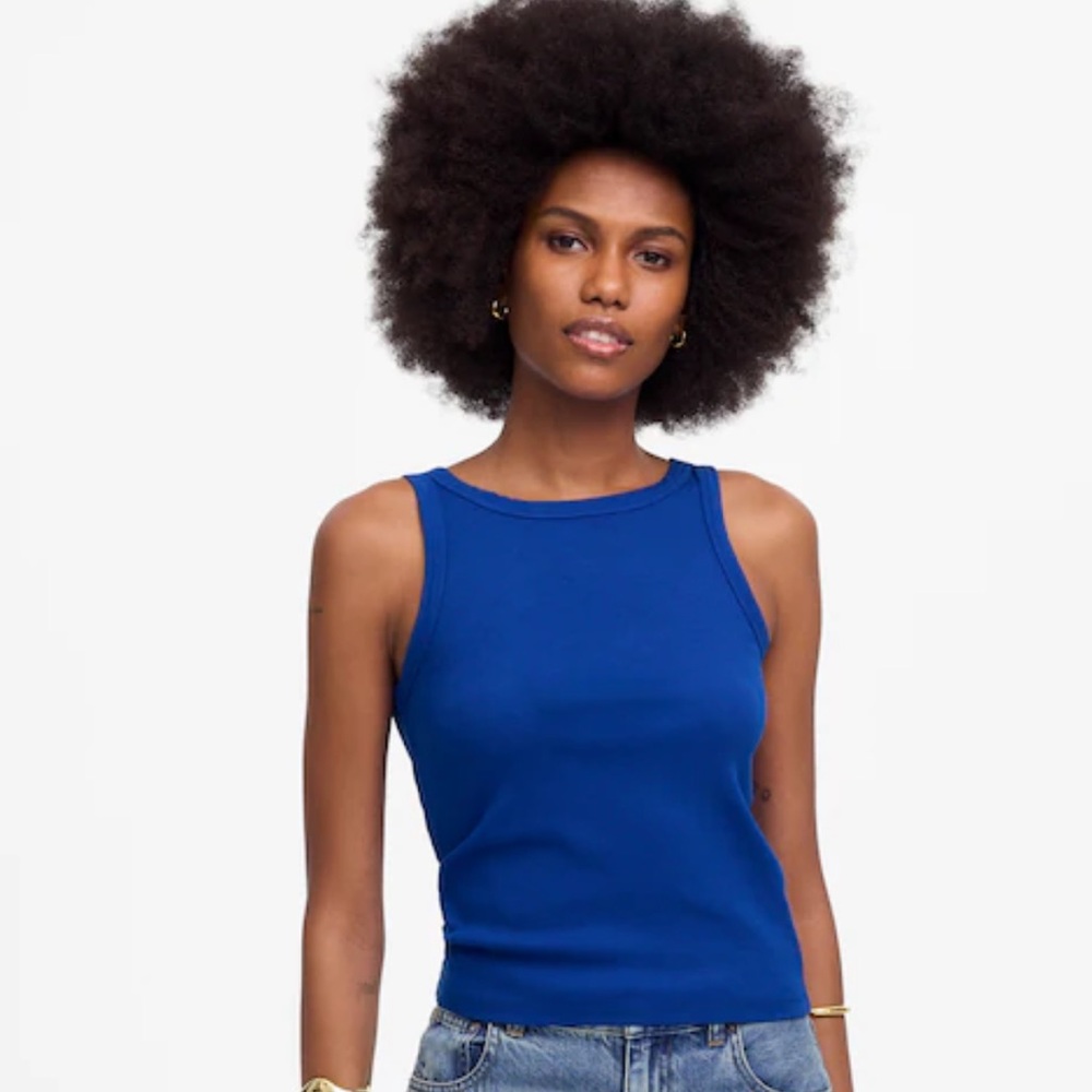 Madewell (Re)generative Cotton Essential High-Neck Tank blue small